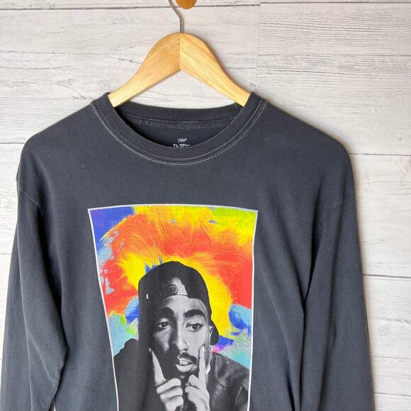 2 Pac T-Shirt Unisex Size M/M Gray Poetic Just Long Sleeve 100% Cotton - Picture 7 of 14